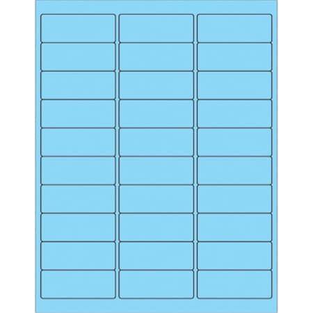 Bondad 2.63 x 1 in. Fluorescent Pastel Blue Removable Rectangle Laser Labels, 3000PK BO2819658